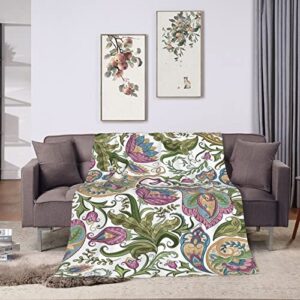 Paisley Fleece Blanket Throw Blanket, Ultra-Soft Cozy Micro Fleece Blanket for Sofa, Couch, Bed, Camping, Travel, & Car Use-All Seasons Suitable50 X40