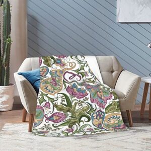 Paisley Fleece Blanket Throw Blanket, Ultra-Soft Cozy Micro Fleece Blanket for Sofa, Couch, Bed, Camping, Travel, & Car Use-All Seasons Suitable50 X40