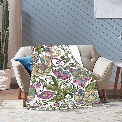 Paisley Fleece Blanket Throw Blanket, Ultra-Soft Cozy Micro Fleece Blanket for Sofa, Couch, Bed, Camping, Travel, & Car Use-All Seasons Suitable50 X40