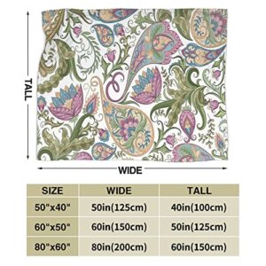 Paisley Fleece Blanket Throw Blanket, Ultra-Soft Cozy Micro Fleece Blanket for Sofa, Couch, Bed, Camping, Travel, & Car Use-All Seasons Suitable50 X40