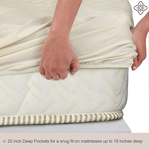 Bioweaves 100% Organic Cotton Mattress Pad Cover, GOTS Certified Quilted Fitted Mattress Protector with Soft Cotton Wadding - 20 Inch Deep Pocket, King