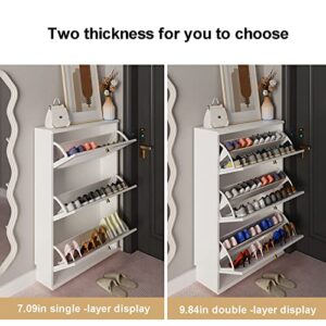 Slim Shoe Cabinet, Free Standing Shoe Racks, Shoe Storage for Entryway, Shoe Cabinet with Doors (Color : A, Size : 19.69in)