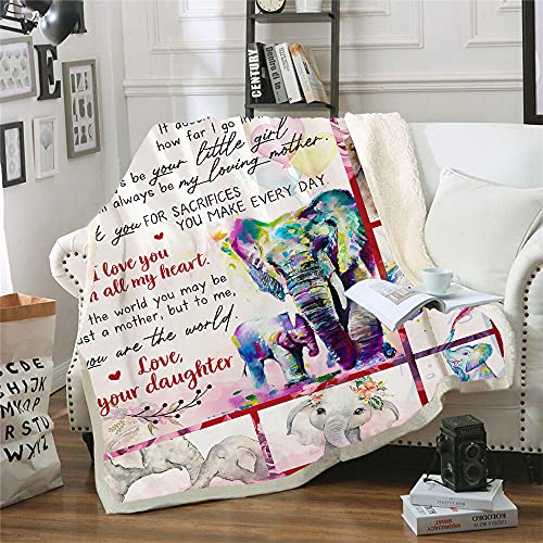 Gifts for Mom from Daughter Birthday Mom Gifts Elephant Mom Blanket - Soft Throw Blankets for Couch Bedroom