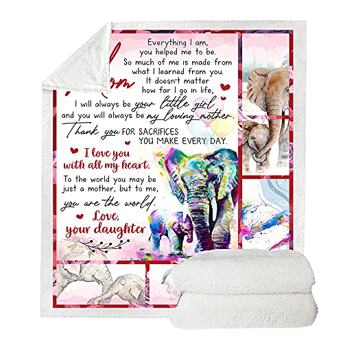 Gifts for Mom from Daughter Birthday Mom Gifts Elephant Mom Blanket - Soft Throw Blankets for Couch Bedroom