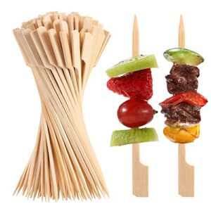 200 pcs bamboo skewers for appetizers, 4.7 inch toothpicks, cocktail picks for drinks, fruit kababs, sausage, barbecue snacks, natural wooden paddle skewer mini food sticks, charcuterie accessories