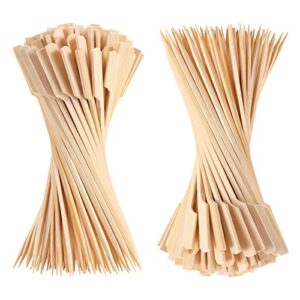 200 PCS Bamboo Skewers for Appetizers, 4.7 Inch Toothpicks, Cocktail Picks for Drinks, Fruit Kababs, Sausage, Barbecue Snacks, Natural Wooden Paddle Skewer Mini Food Sticks, Charcuterie Accessories