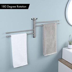 KES 6-Bar Folding Arm Swivel Towel Bar & 4-Arm Swing Hanger Towel Rack, Saving Wall Mount Brushed Finish, A2102S6-2+A2102S4-2