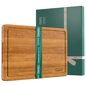 Luomal Large Acacia Wood Cutting Board 17x12in with Gift Box, Wooden Cutting Board for Kitchen, Charcuterie Board with Juice Groove, Chopping Board for Meat, Vegetables, Fruit and Cheese