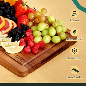 Luomal Large Acacia Wood Cutting Board 17x12in with Gift Box, Wooden Cutting Board for Kitchen, Charcuterie Board with Juice Groove, Chopping Board for Meat, Vegetables, Fruit and Cheese