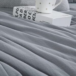 HOMBYS Oversized Muslin Blanket 10x10 Feet, 100% Cotton Extra Large Soft Throw Blankets for Couch Bed, 120x120 in All Season Soft Lightweight Pre-Washed Blanket,Grey