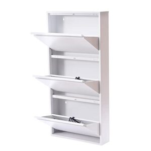 luoshaliya 3 drawer shoe storage cabinet wall-mounted and no-assembly shoe cabinet holds 9 shoes, storage shoe rack for entryway hallway and corridor（white）