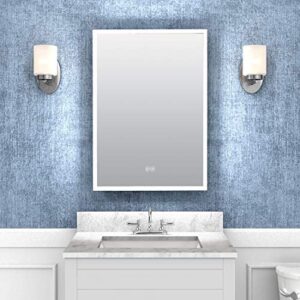 Zenna Home Edge-Lit LED Framed Mirror Designer Series Medicine Cabinet, 17.7 x 23.5 inches (Right-hinged Door), Aluminum