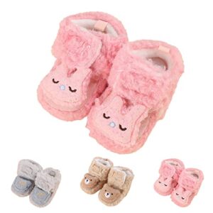 Lykmera Winter Children Baby Toddler Shoes Boys Girls Floor Shoes Flat Bottom Non Slip Plush Warm Hook Loop Shoes Slippers (C, 6-12 Months)