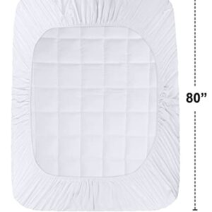 Utopia Bedding Quilted Fitted Premium Mattress Pad Queen Size - Pillow Top Mattress Topper - Elastic Fitted Fluffy Mattress Protector - Mattress Cover Stretches up to 16 Inches Deep -Machine Washable