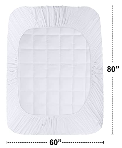 Utopia Bedding Quilted Fitted Premium Mattress Pad Queen Size - Pillow Top Mattress Topper - Elastic Fitted Fluffy Mattress Protector - Mattress Cover Stretches up to 16 Inches Deep -Machine Washable