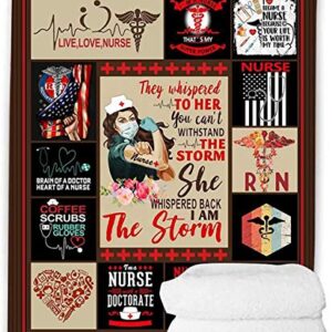 Nurse Blanket Nurse Gifts for Women RN Gifts Super Soft Sherpa Throw Blankets for Nurses Gifts for Nurses Women Nurse Practitioner Gifts 50x60 (Storm)