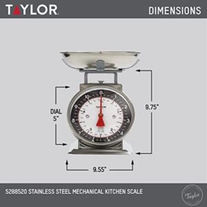 Taylor Mechanical Kitchen Weighing Food Scale Weighs up to 11lbs, Measures in Grams and Ounces, Black and Silver