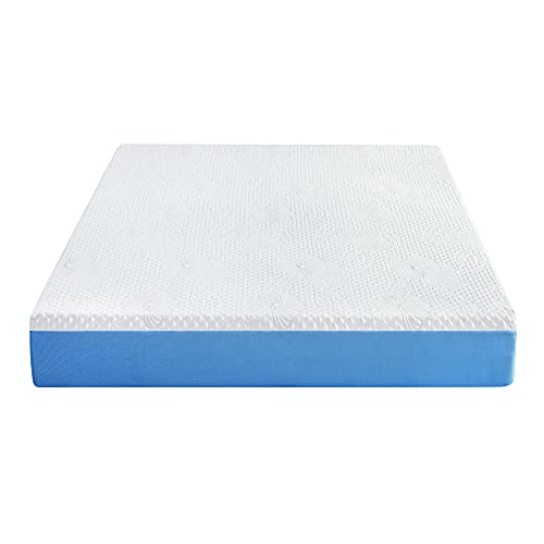 PrimaSleep 10 Inch Gel Infused Superior high-Density Memory Foam Mattress, CertiPUR-US® Certified, Blue, Queen