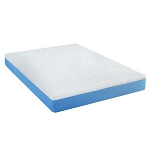 PrimaSleep 10 Inch Gel Infused Superior high-Density Memory Foam Mattress, CertiPUR-US® Certified, Blue, Queen