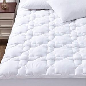 cozylux mattress pad full deep pocket non slip cotton mattress topper breathable and soft quilted fitted mattress cover up to 18" thick pillowtop 450gsm bed mattress pad white