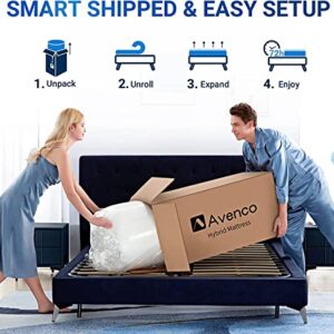 Avenco Queen Size Mattress, Queen Mattress in a Box, 10 Inch Hybrid Mattress Queen, Individually Pocketed Coils and Comfort Foam, Strong Edge Support, Medium Firm, CertiPUR-US, 100 Nights Trial