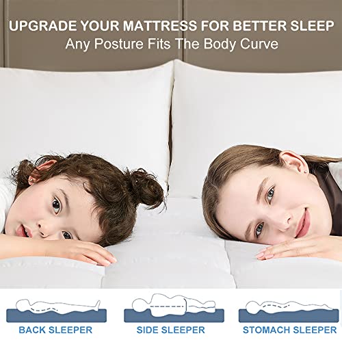 LIANLAM Mattress Topper for Back Pain Relief, Soft Mattress Protector Cover with 8"-21" Deep Pocket (White, King)