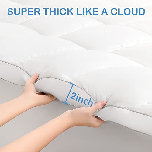 LIANLAM Mattress Topper for Back Pain Relief, Soft Mattress Protector Cover with 8"-21" Deep Pocket (White, King)