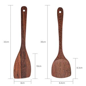 Wooden Spatulas for cooking - Set of 2 12.8 Inch 12 Inch Versatile Utensils, Wooden Spoons, Anti Scratch Non Stick Cookware, Eco Friendly, MyFurtive Wooden Wok Spatula Turner For Cooking