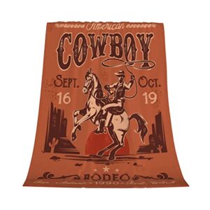 vintage western cowboy riding horse soft throw blanket all season microplush warm blankets lightweight tufted fuzzy flannel fleece throws blanket for bed sofa couch 60"x50"