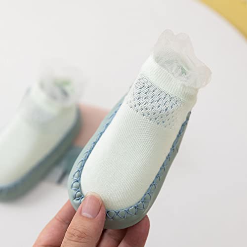 Lykmera Infant Toddler Girls Boys Shoes Sole Toddler Shoes Lace Hollow Breathable Non Slip Socks Shoes Kid Mesh Socks Shoes (Green, 6 Months)