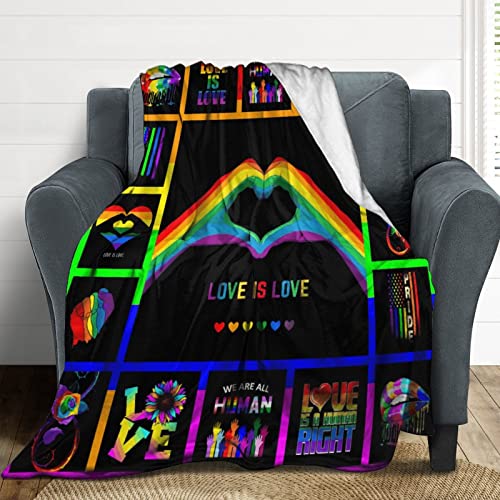 LGBT Blanket Gay Pride Throw Rainbow LGBT Colorful Flannel Soft Warm Blankets Lightweight Fuzzy Plush for Men Women LGBT Gifts 60"x80"