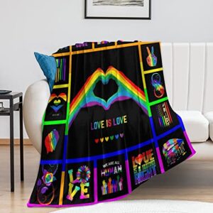 LGBT Blanket Gay Pride Throw Rainbow LGBT Colorful Flannel Soft Warm Blankets Lightweight Fuzzy Plush for Men Women LGBT Gifts 60"x80"