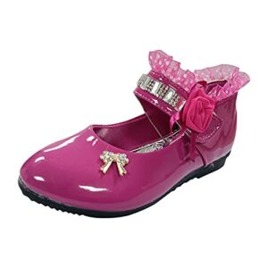 lykmera princess leather sandals shoes children toddler boys girls shoes kid leather dance shoes casual sandals shoes (hot pink, 3.5-4 years toddler)