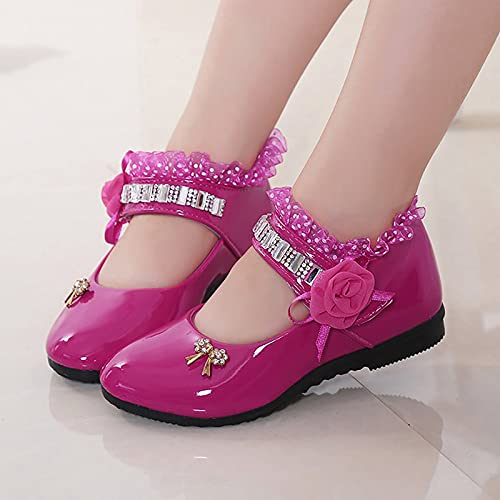 Lykmera Princess Leather Sandals Shoes Children Toddler Boys Girls Shoes Kid Leather Dance Shoes Casual Sandals Shoes (Hot Pink, 3.5-4 Years Toddler)