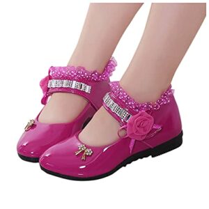 Lykmera Princess Leather Sandals Shoes Children Toddler Boys Girls Shoes Kid Leather Dance Shoes Casual Sandals Shoes (Hot Pink, 3.5-4 Years Toddler)