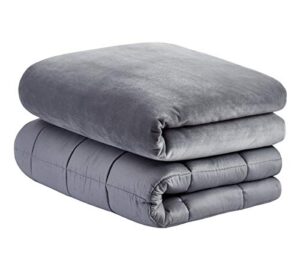 roomate weighted blanket & removable cover - resist water spills, 2 models for kids and adults - cool breathable inner & ultra-soft minky fleece cover , grey, 36''48''- 7lb