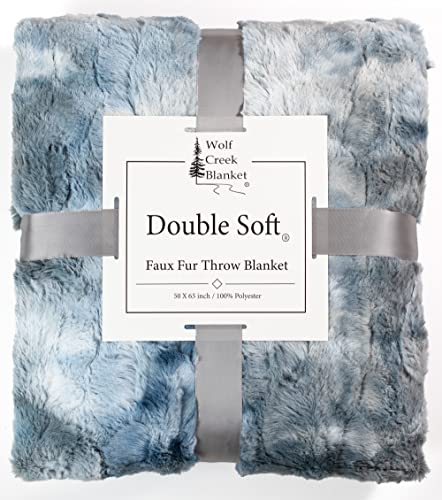 WOLF CREEK BLANKET Double Soft Comfort Blanket Large Arctic Frost Super Soft Cozy Double Sided Warm Throw for Couch or Bed. Thick Two Sided Fuzzy Plush and Minky. 65x50