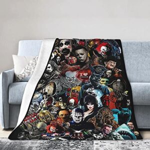 horror movie characters (many faces of) flannel blanket,super soft, comfortable and warm, perfect for sofa, living room and bedroom 80"x60"