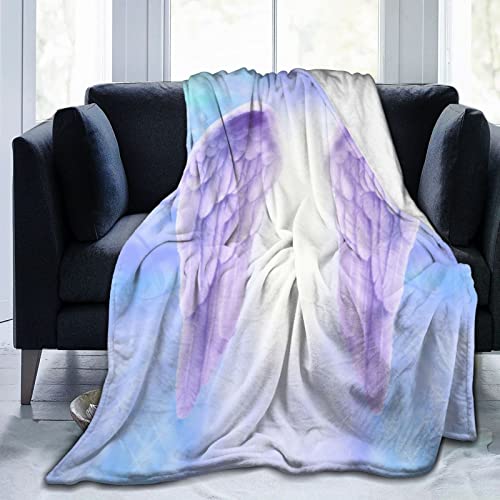 Angel Wings Throw Blanket Soft Flannel Fleece Blankets for Bed Couch Sofa,All Season Cozy Blankets Throws King Queen Full Size for Kids Women Adults 80"X60"