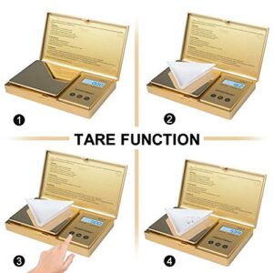 WEIGHTMAN Digital Scale Gram, 200g/0.01g Pocket Scale Gold Titanium Plating, LCD Backlit Display, Mini Jewelry Scale with 6 Units, Auto Off, Tare Function for Food, Herb, Coins, Battery Included