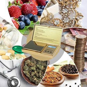 WEIGHTMAN Digital Scale Gram, 200g/0.01g Pocket Scale Gold Titanium Plating, LCD Backlit Display, Mini Jewelry Scale with 6 Units, Auto Off, Tare Function for Food, Herb, Coins, Battery Included