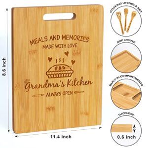 Grandma's Kitchen Bamboo Cutting Board Set, Nana Kitchen Bamboo Spoons for Cooking Bamboo Kitchen Utensils Housewarming Kitchen Decor Kitchen gift for Grandma Mothers Day Gifts for Grandmother