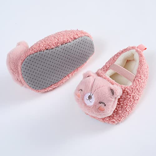 Lykmera Winter Children Baby Toddler Shoes Boys Girls Floor Shoes Flat Bottom Non Slip Plush Warm Cartoon Fleece Slippers (B, 3-6 Months)