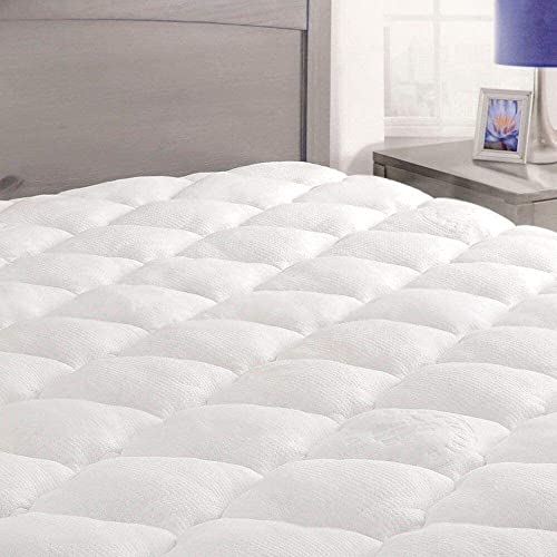 ExceptionalSheets Bamboo Mattress Pad | Extra Plush Rayon from Bamboo Cooling Topper for Restful Sleep | Thick Pillowtop Mattress Pad Cover with Fitted Skirt - Queen