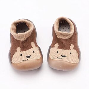 Lykmera Cotton Socks Shoes for Baby Kids Boys Girls Knitted Walking Shoes Children Shoes Breathable Floor Walkers Shoes (Coffee, 26)