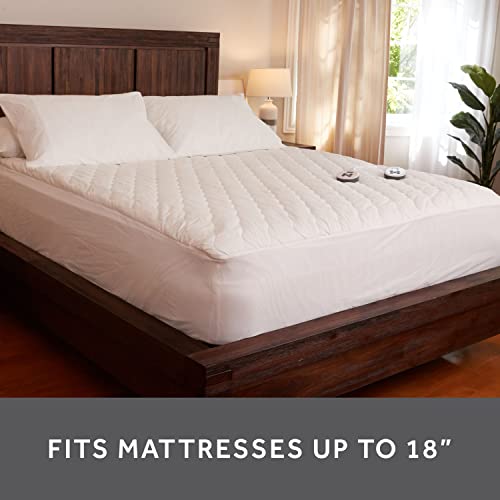 Sunbeam Restful Quilted Water Resistant Heated Mattress Pad - King