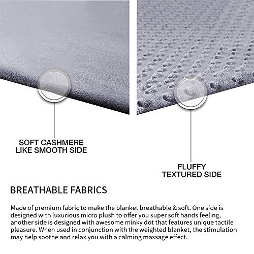 Dobeans Removable Cover for Weighted Blanket 60x80 Grey Weighted Blanket Cover Queen Size Minky Duvet Cover for Child Adult Breathable Weighted Blanket Duvet Cover for Summer and Winter