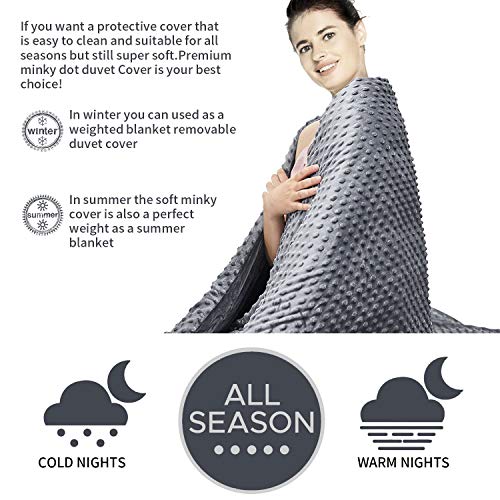 Dobeans Removable Cover for Weighted Blanket 60x80 Grey Weighted Blanket Cover Queen Size Minky Duvet Cover for Child Adult Breathable Weighted Blanket Duvet Cover for Summer and Winter