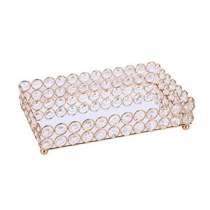 n/a gold glass tray cosmetic container lipstick necklace desktop rack storage jewelry metal storage tray tray (color : gray, size : 25x 15x5.5cm)