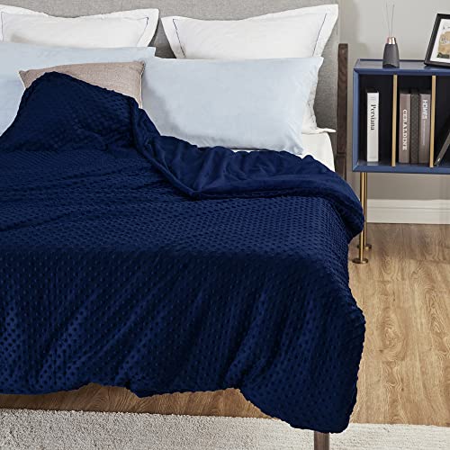 Seward Park Weighted Blanket with Removable Cover, 15lb, Full/Queen Size Bed, for Individual Between 140-190 lbs, Navy